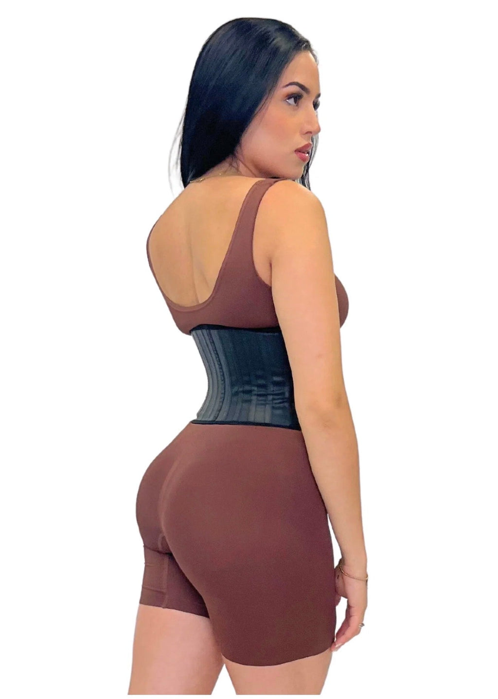 Short Torso 25 Steel Curved Waist Trainer Black