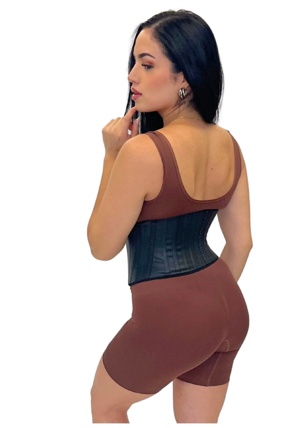 Short Torso 25 Steel Curved Waist Trainer Black