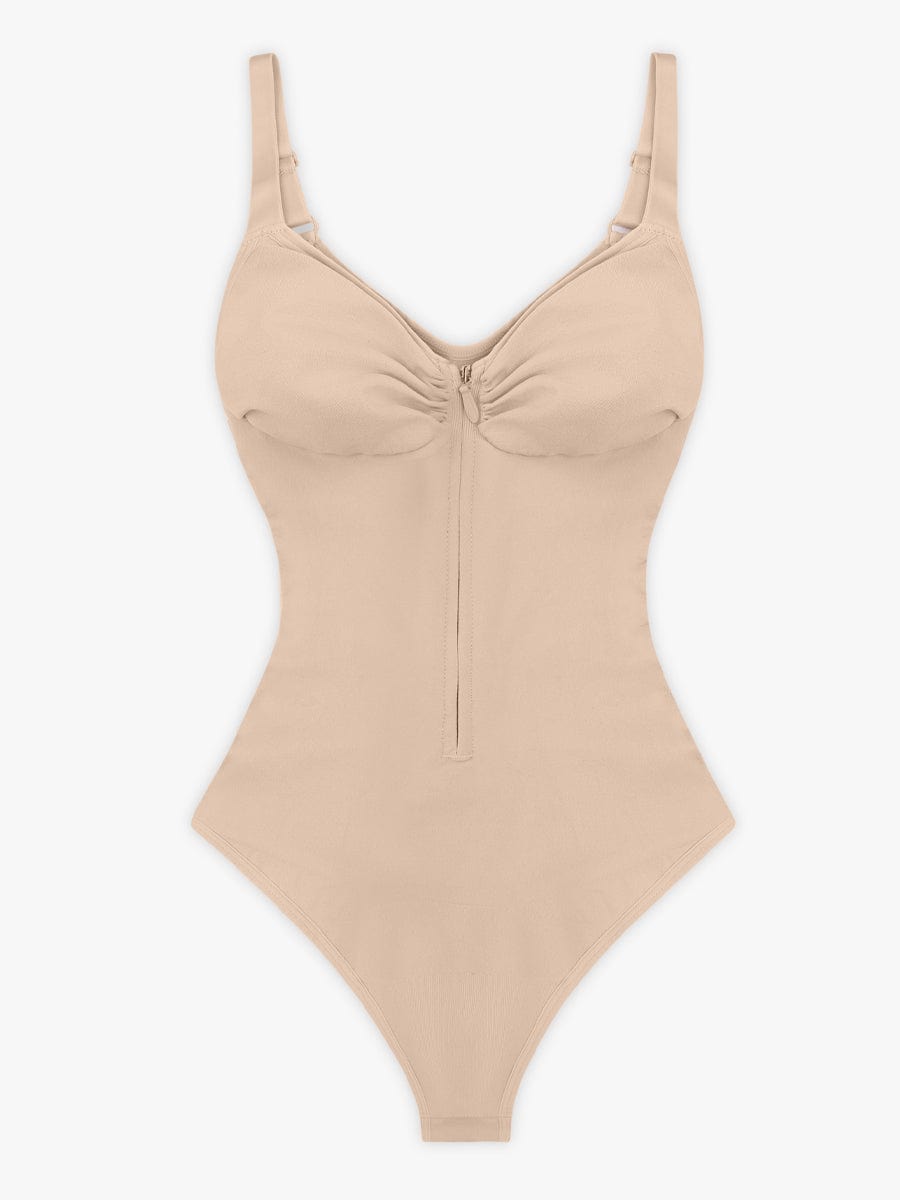 Seamless Plunge Chest Support Bodysuit with Clips Inside