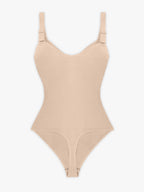 Seamless Plunge Chest Support Bodysuit with Clips Inside