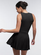 Wholesale Two-Piece Athletic Set  Mid-Waist A-Line Skirt with Built-In Shorts & Supportive Seamless Sports Top