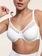 Sexy Mesh Full Coverage Unlined Underwire Bra with Adjustable Straps