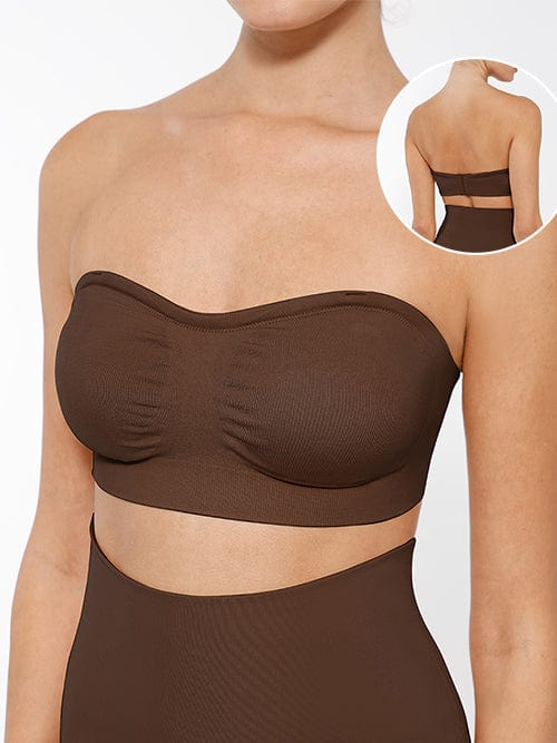 Seamless Strapless Wireless Breast Support Bra with Removable Cup Pad