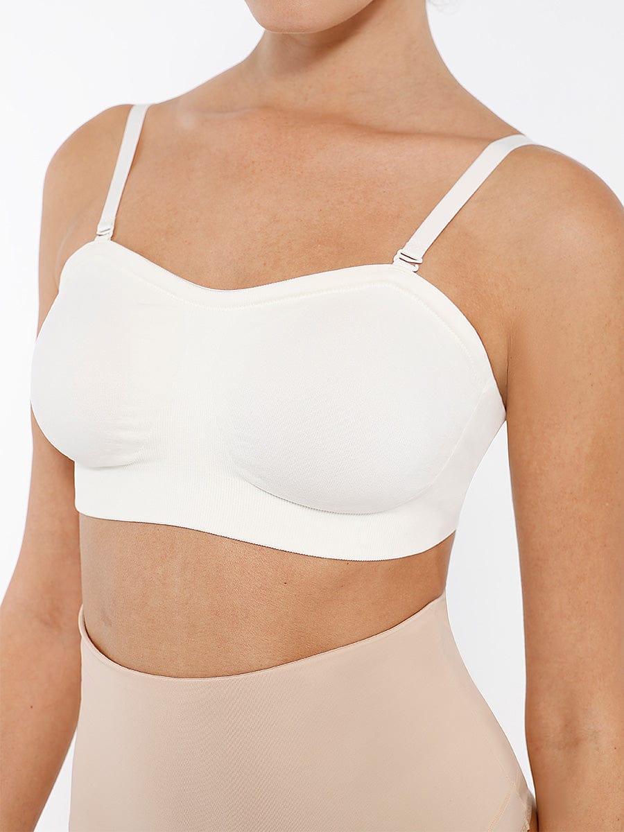 Seamless Strapless Wireless Breast Support Bra with Removable Cup Pad