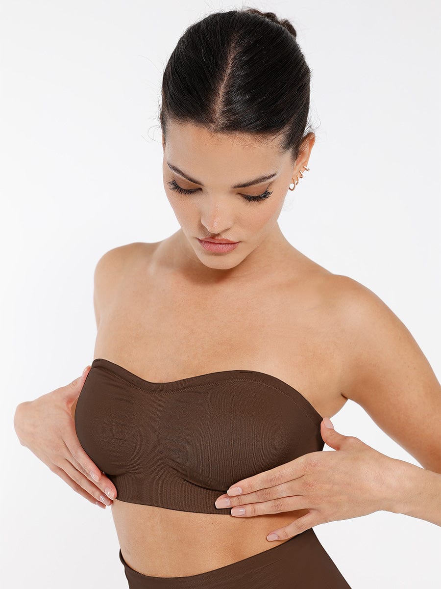 Seamless Strapless Wireless Breast Support Bra with Removable Cup Pad
