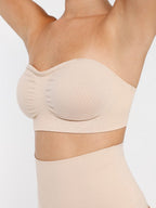 Seamless Strapless Wireless Breast Support Bra with Removable Cup Pad