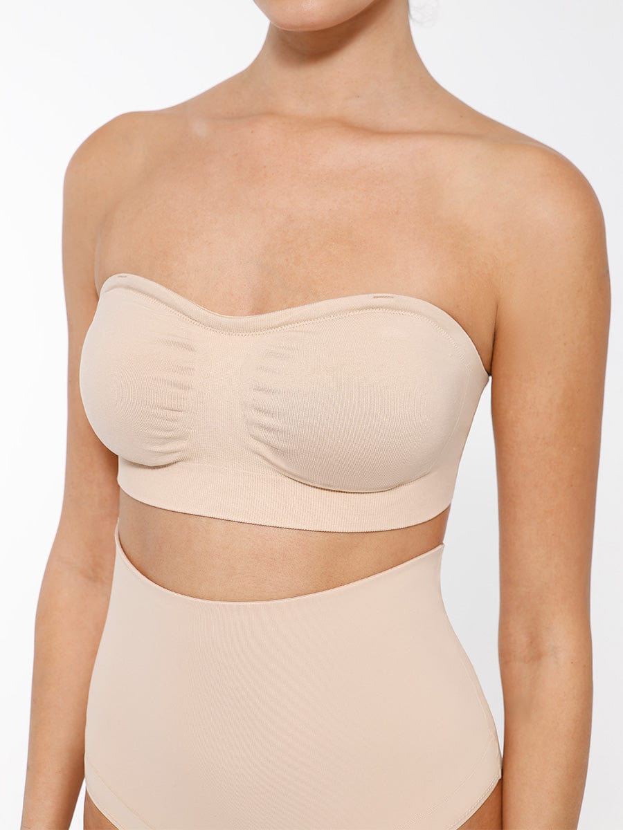 Seamless Strapless Wireless Breast Support Bra with Removable Cup Pad