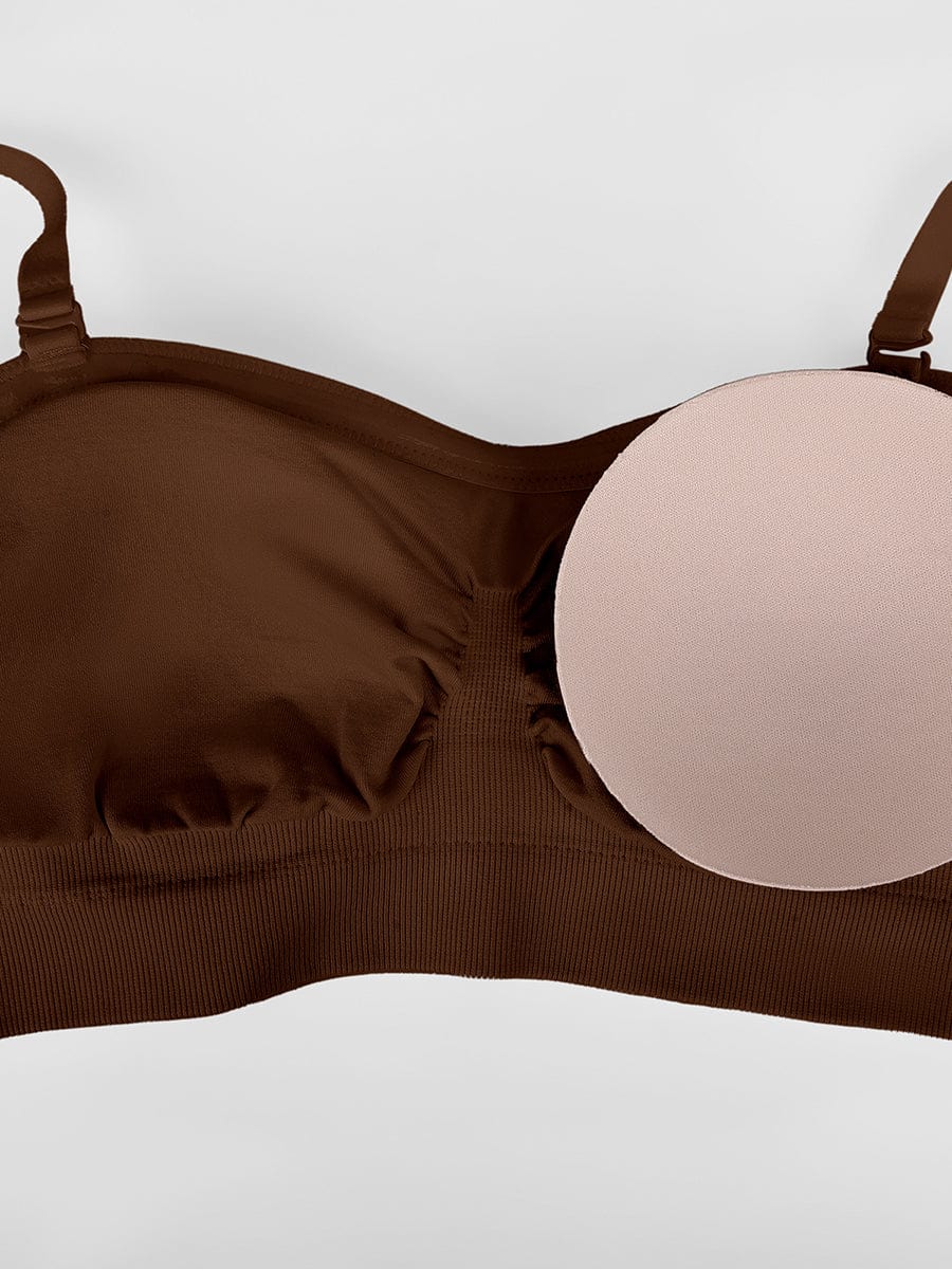 Seamless Strapless Wireless Breast Support Bra with Removable Cup Pad