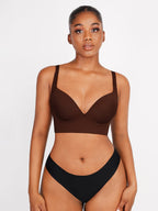 Brown Underwire Push-Up Sculpting Uplift Hide Back Fat Full Coverage Bra