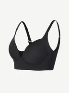 Black Underwire Push-Up Sculpting Uplift Hide Back Fat Full Coverage Bra