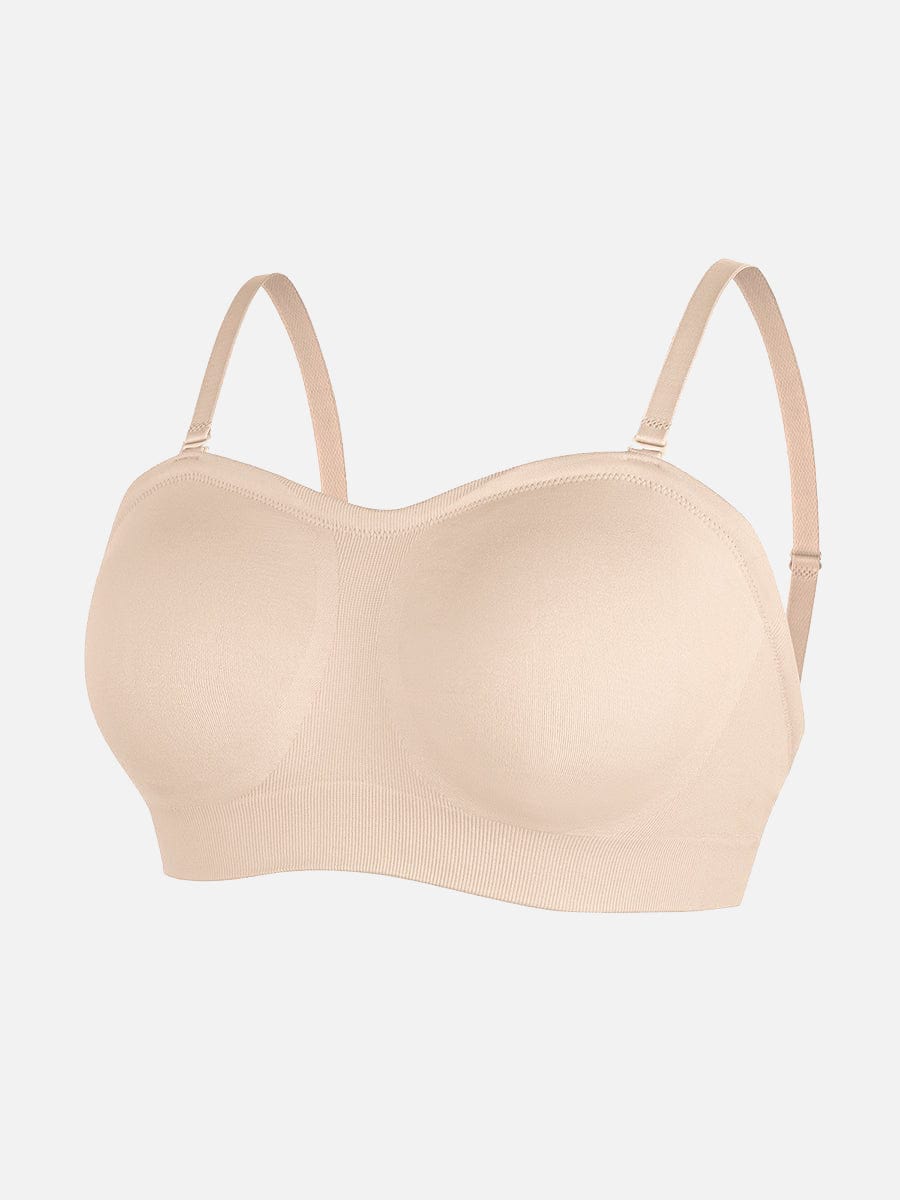 Seamless Strapless Wireless Breast Support Bra with Removable Cup Pad