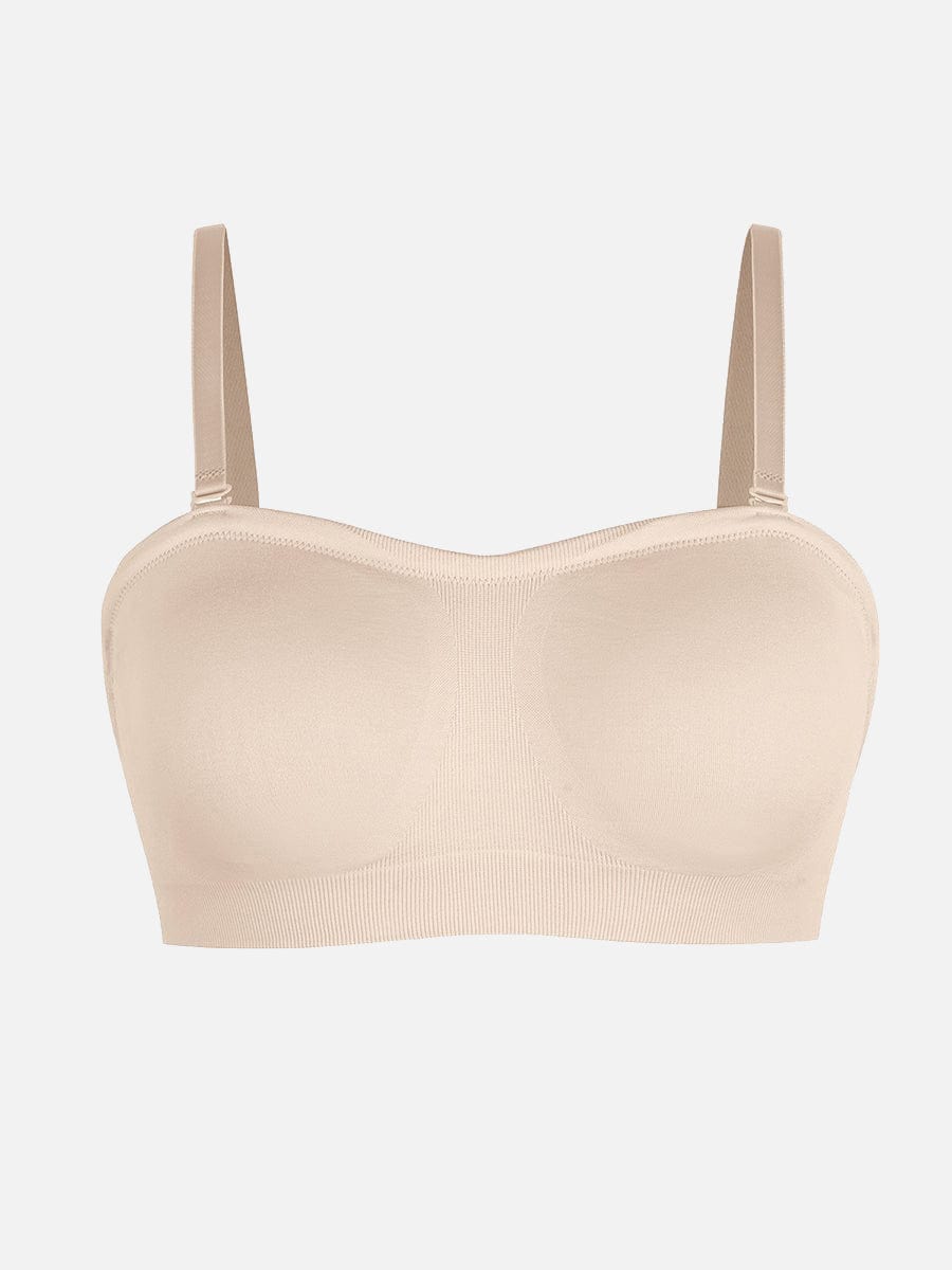 Seamless Strapless Wireless Breast Support Bra with Removable Cup Pad