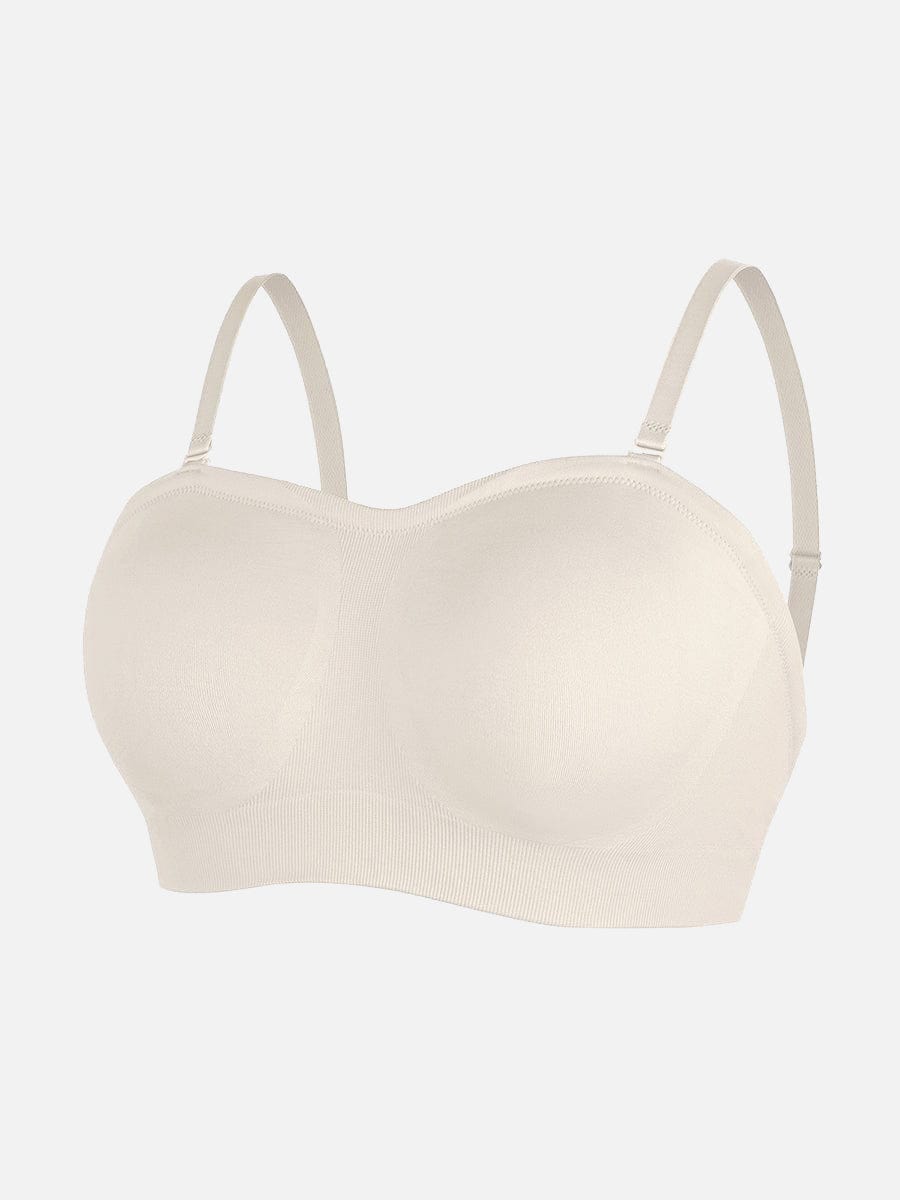 Seamless Strapless Wireless Breast Support Bra with Removable Cup Pad