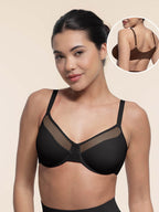 Sexy Mesh Full Coverage Unlined Underwire Bra with Adjustable Straps