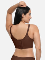 Brown Underwire Push-Up Sculpting Uplift Hide Back Fat Full Coverage Bra