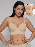 Skin Underwire Push-Up Sculpting Uplift Hide Back Fat Full Coverage Bra
