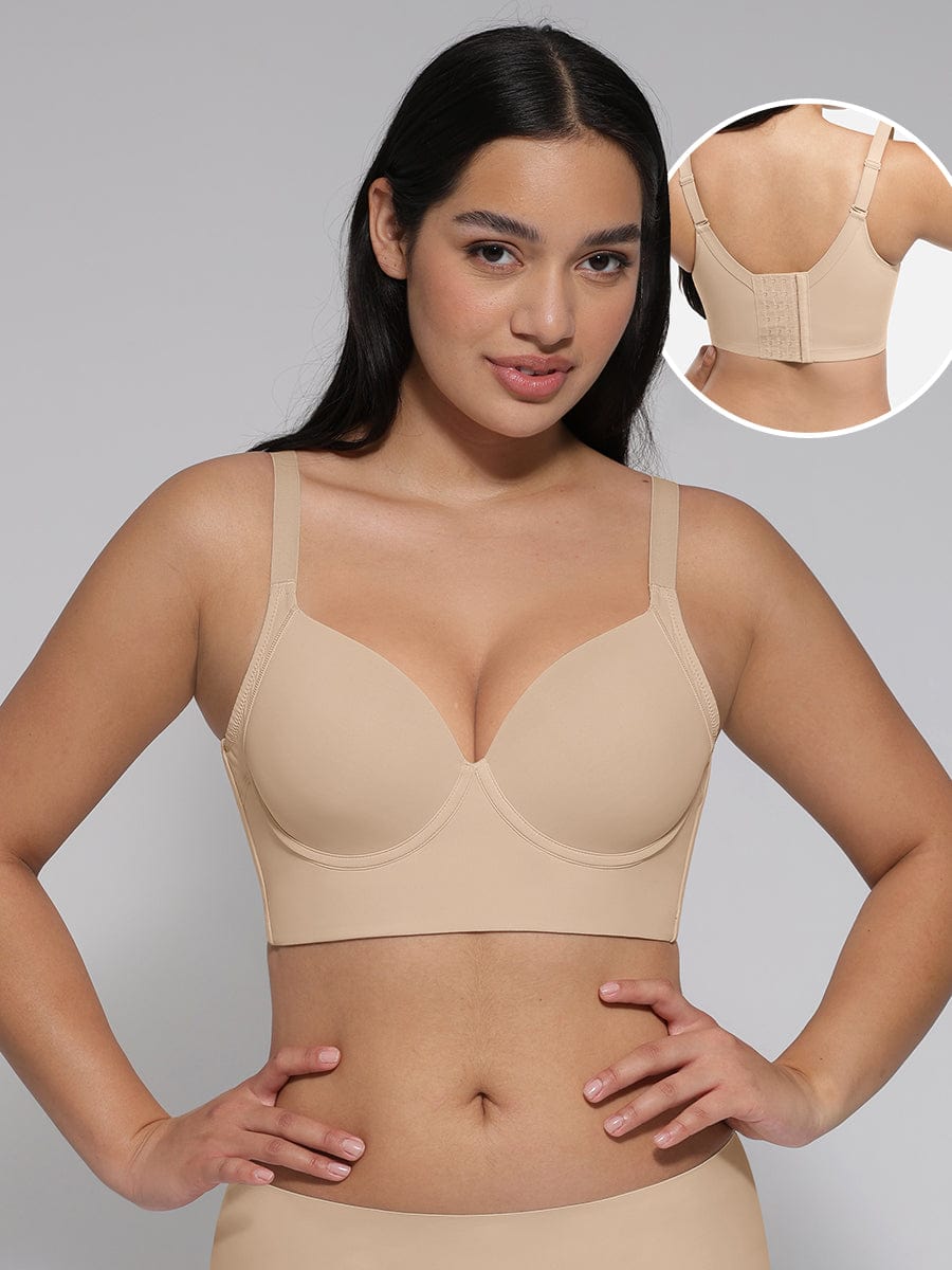 Skin Underwire Push-Up Sculpting Uplift Hide Back Fat Full Coverage Bra