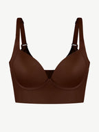 Brown Underwire Push-Up Sculpting Uplift Hide Back Fat Full Coverage Bra