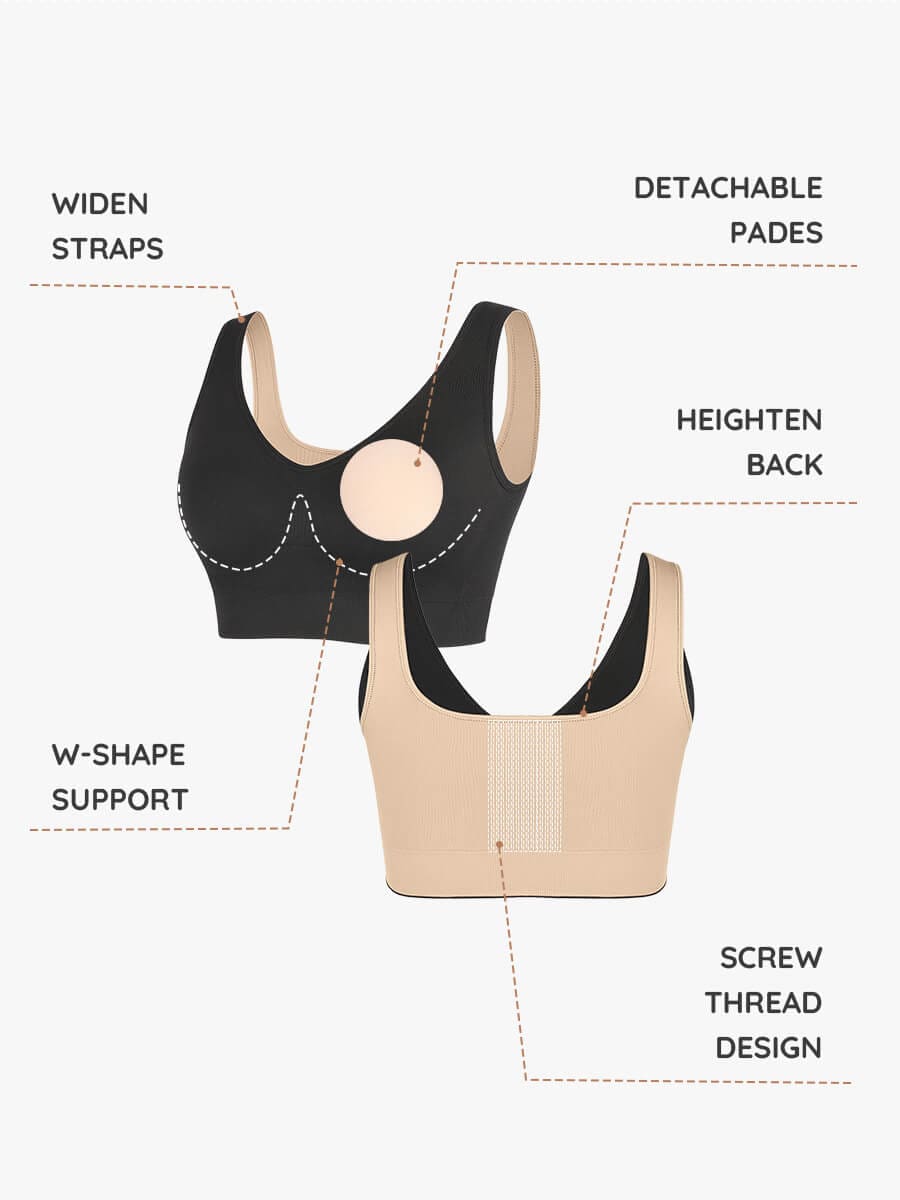 Reversible Wireless Comfort Bust Support Shaper Bra with Removable Cups
