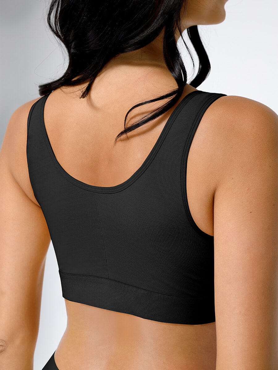 Adjustable Front Closure Post-Surgery Bra with Triple Hooks