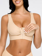 Adjustable Front Closure Post-Surgery Bra with Triple Hooks