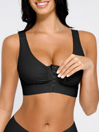 Adjustable Front Closure Post-Surgery Bra with Triple Hooks