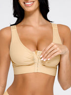 Adjustable Front Closure Post-Surgery Bra with Triple Hooks
