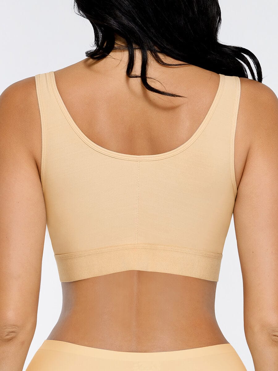 Adjustable Front Closure Post-Surgery Bra with Triple Hooks