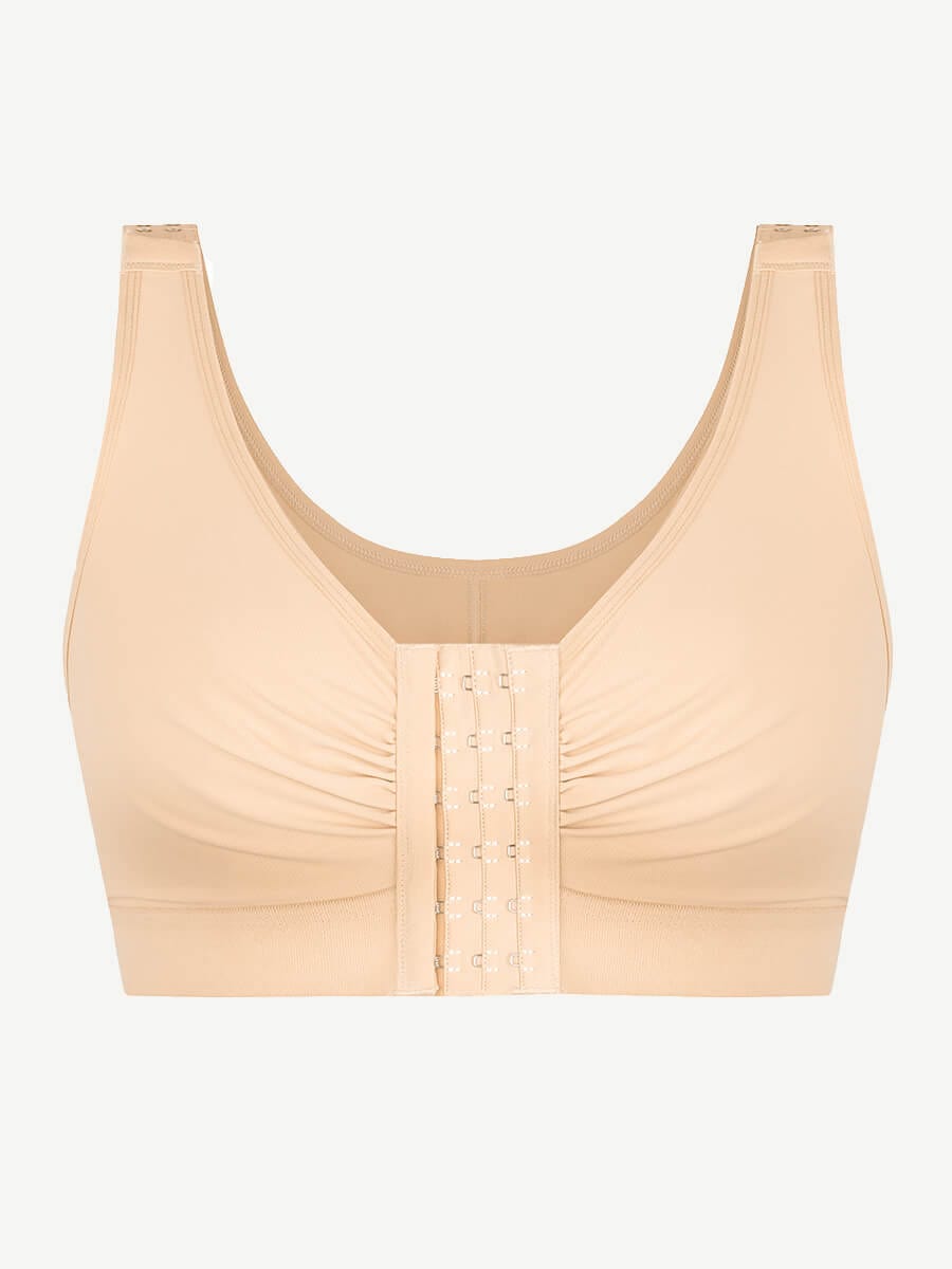 Adjustable Front Closure Post-Surgery Bra with Triple Hooks