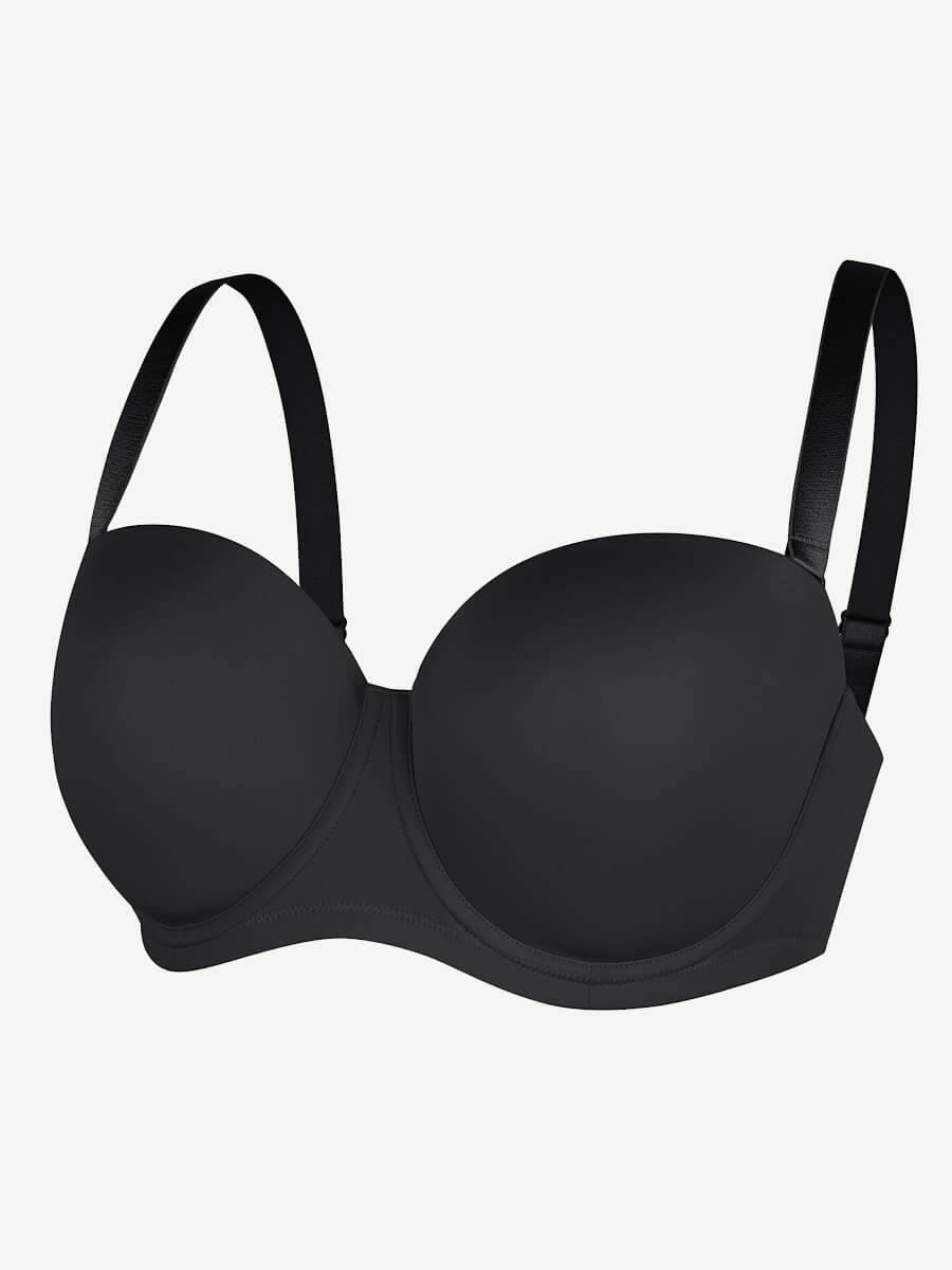 Strapless Non-slip Gathering Bust Support Underwire 1/2 Cup Bra