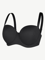 Strapless Non-slip Gathering Bust Support Underwire 1/2 Cup Bra