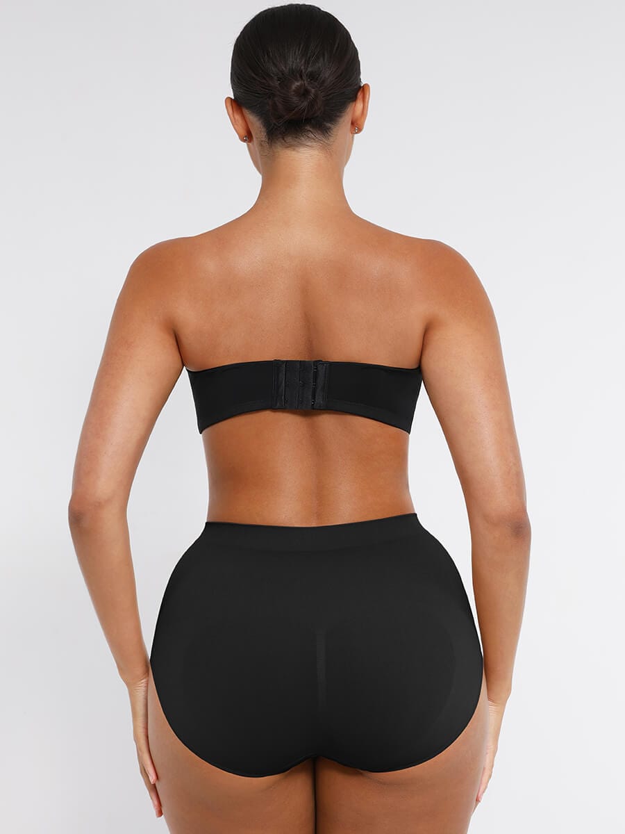 Strapless Non-slip Gathering Bust Support Underwire 1/2 Cup Bra