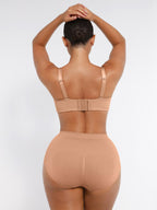 Strapless Non-slip Gathering Bust Support Underwire 1/2 Cup Bra