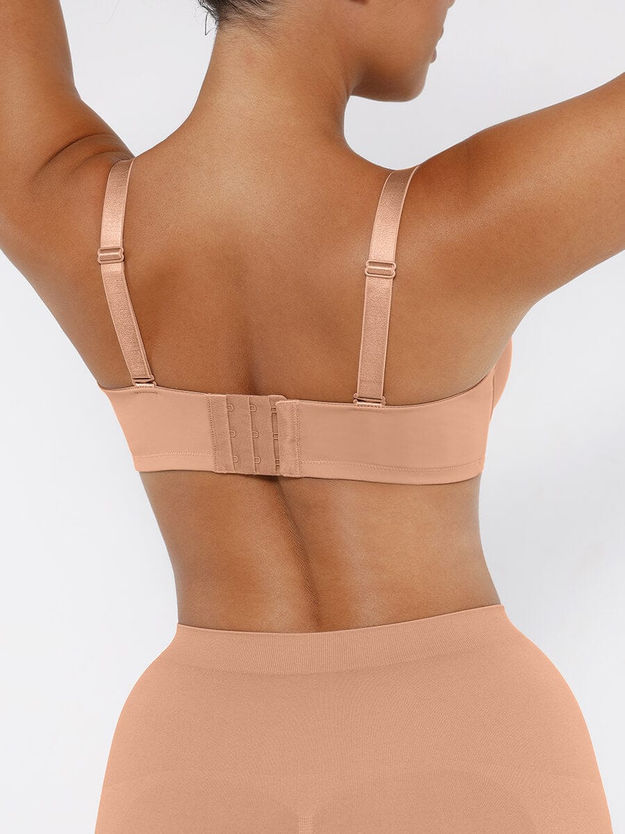 Strapless Non-slip Gathering Bust Support Underwire 1/2 Cup Bra