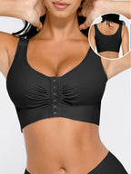 Adjustable Front Closure Post-Surgery Bra with Triple Hooks
