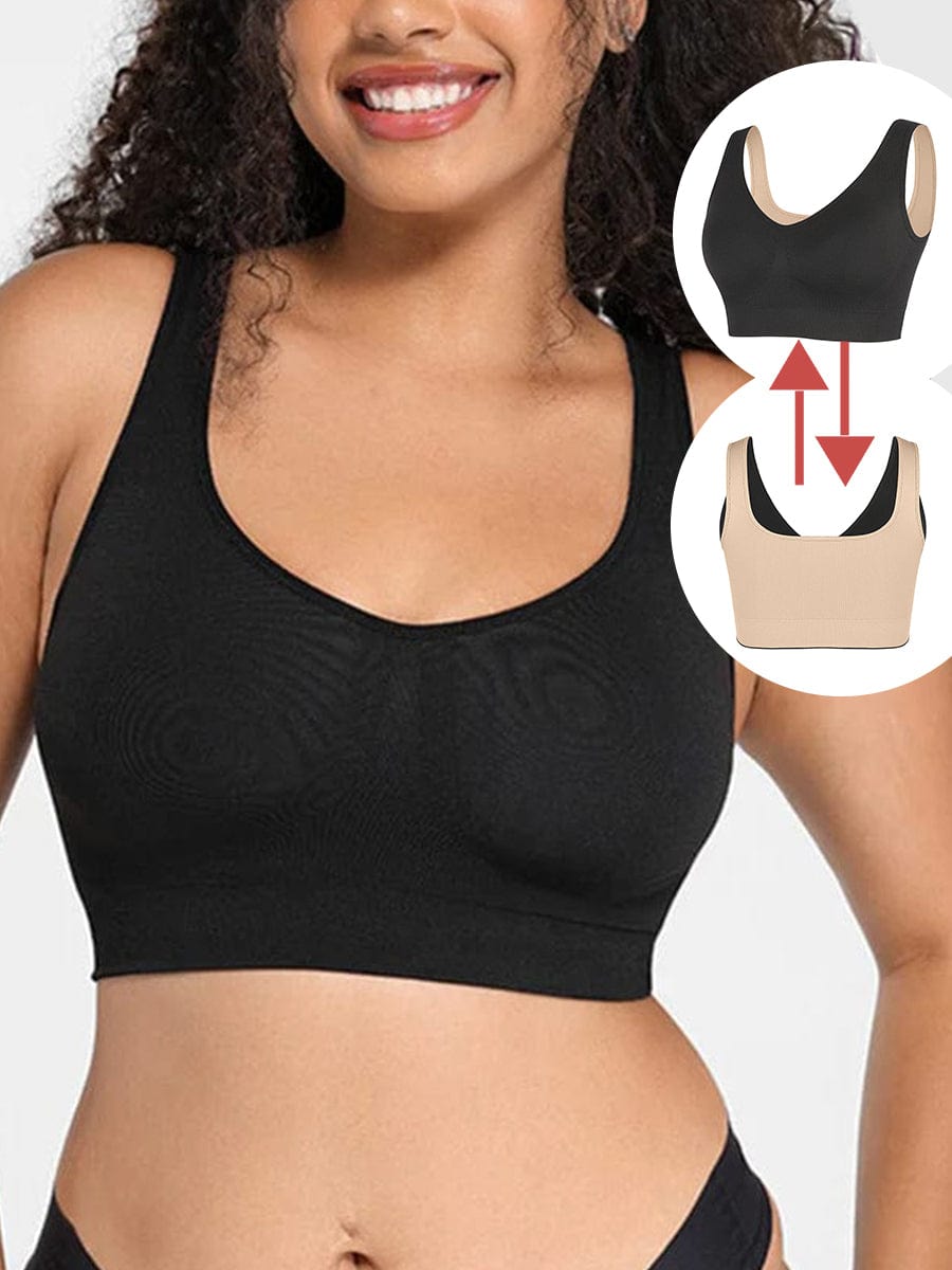 Reversible Wireless Comfort Bust Support Shaper Bra with Removable Cups
