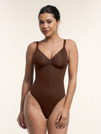 Seamless Plunge Chest Support Bodysuit with Clips Inside