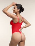 Seamless Plunge Chest Support Bodysuit with Clips Inside