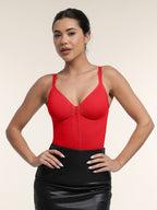 Seamless Plunge Chest Support Bodysuit with Clips Inside