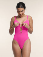 Seamless Plunge Chest Support Bodysuit with Clips Inside
