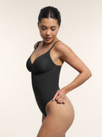 Seamless Plunge Chest Support Bodysuit with Clips Inside