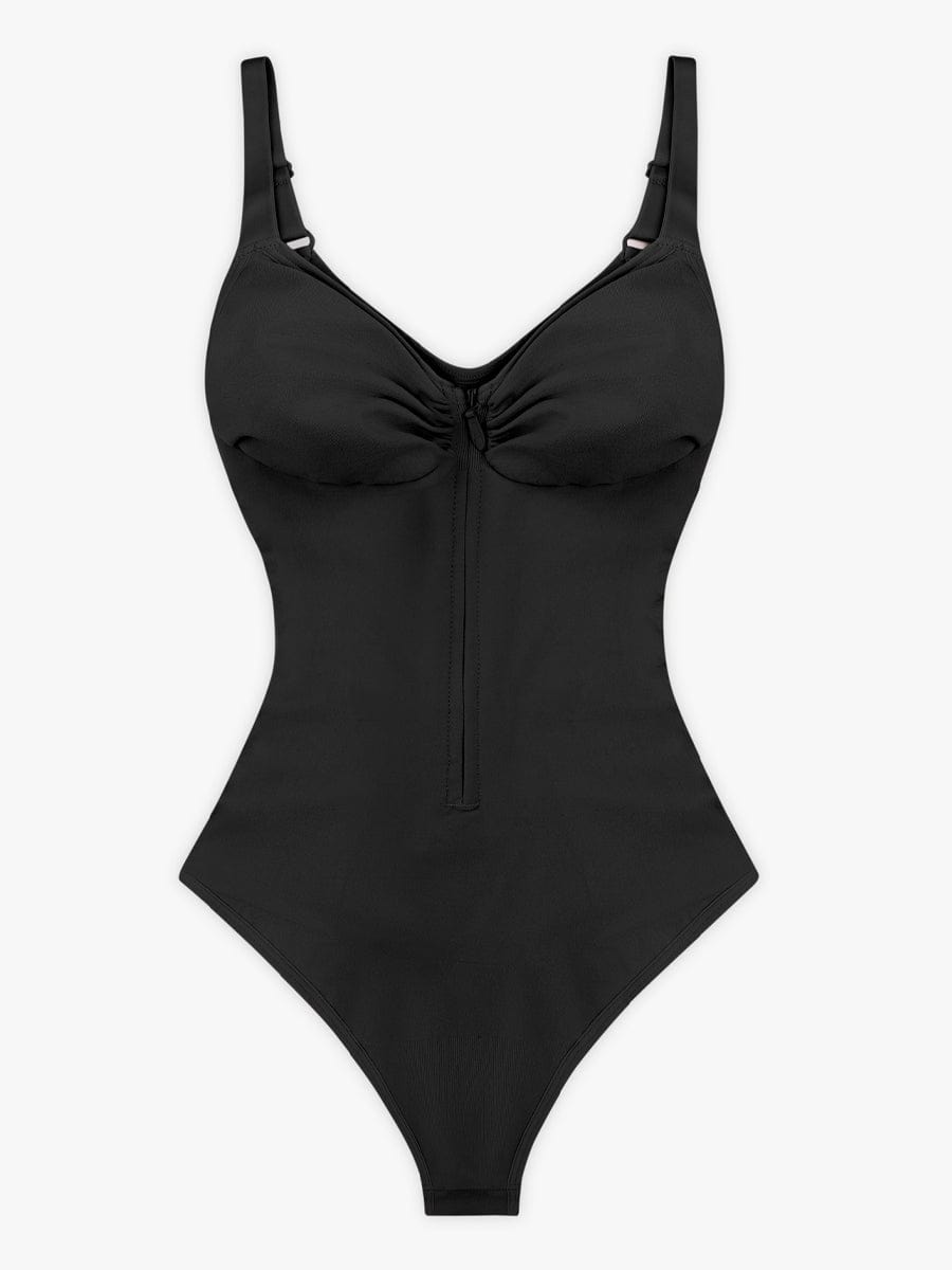Seamless Plunge Chest Support Bodysuit with Clips Inside