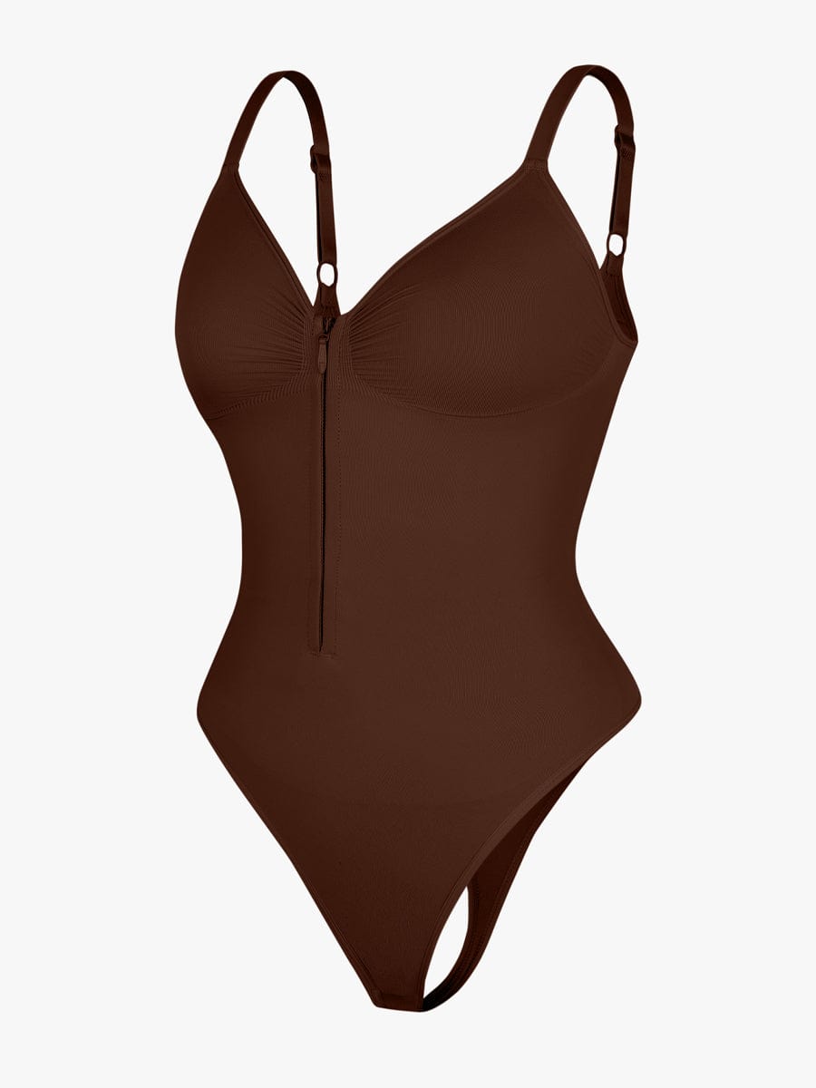 Seamless Plunge Chest Support Bodysuit with Clips Inside