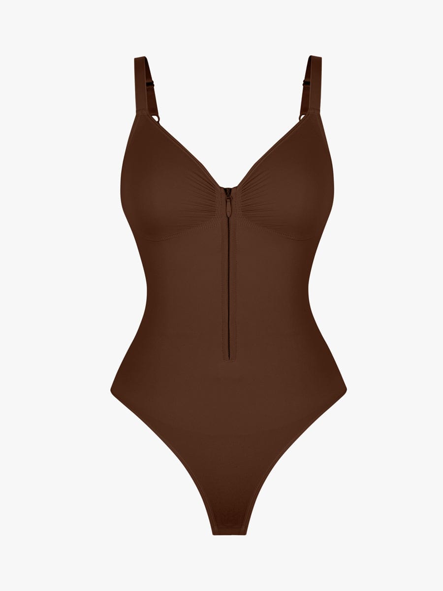 Seamless Plunge Chest Support Bodysuit with Clips Inside