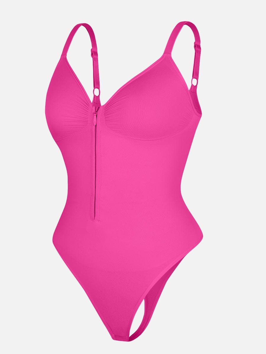 Seamless Plunge Chest Support Bodysuit with Clips Inside
