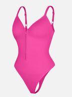 Seamless Plunge Chest Support Bodysuit with Clips Inside