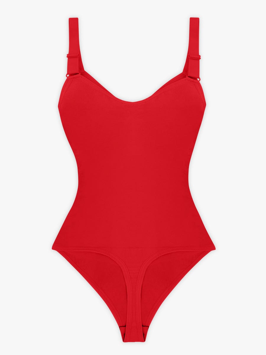 Seamless Plunge Chest Support Bodysuit with Clips Inside