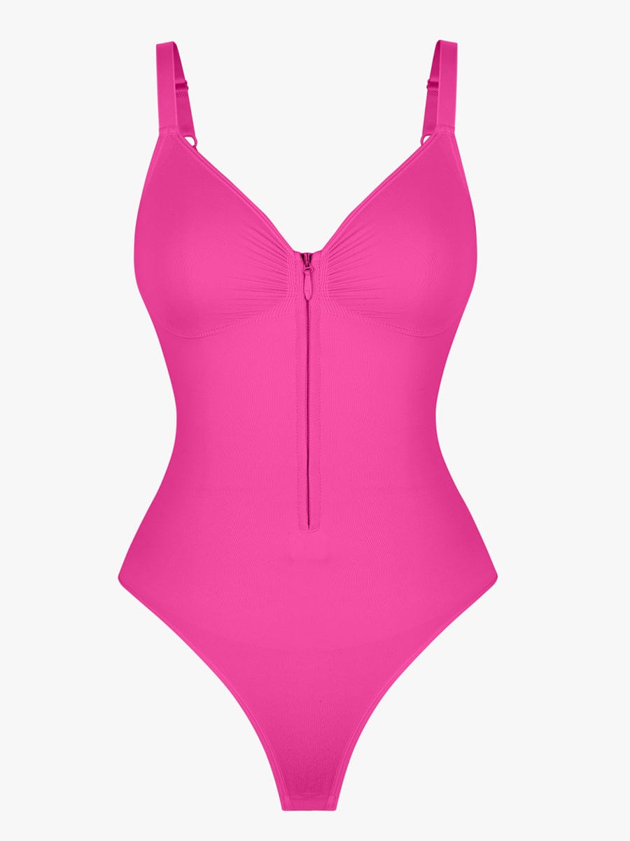 Seamless Plunge Chest Support Bodysuit with Clips Inside