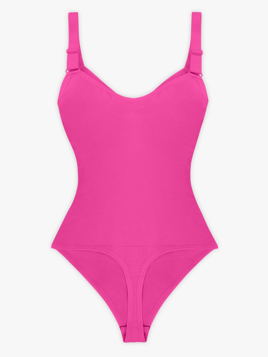 Seamless Plunge Chest Support Bodysuit with Clips Inside