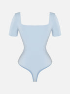 Square-Neck Short-Sleeve Tummy Control Bodysuit
